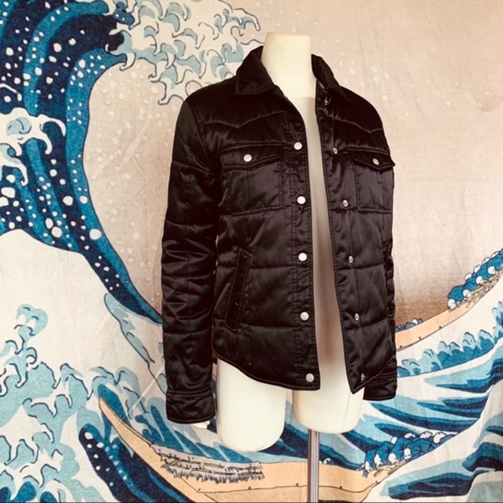 Tommy jeans shiny black puffer jacket size M